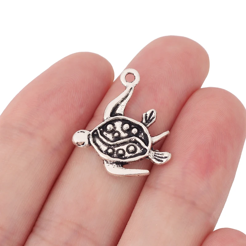 

30 x Tibetan Silver Turtle Tortoise Charms Pendants Beads for Bracelet Necklace Jewelry Making Findings 23x21mm