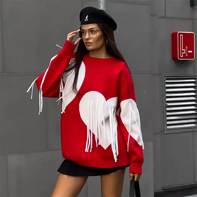 Женский вязаный свитер с бахромой Spifore повседневные свободные пуловеры длинным