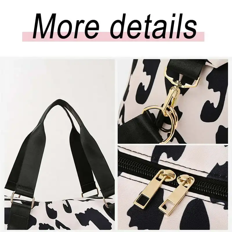Gorgeous, Luxurious Women's Stylish Overlapping Weekend Carry-on Sports Gym/Travel Duffel Bag/Weekender Overnight Tote Bag (Blac