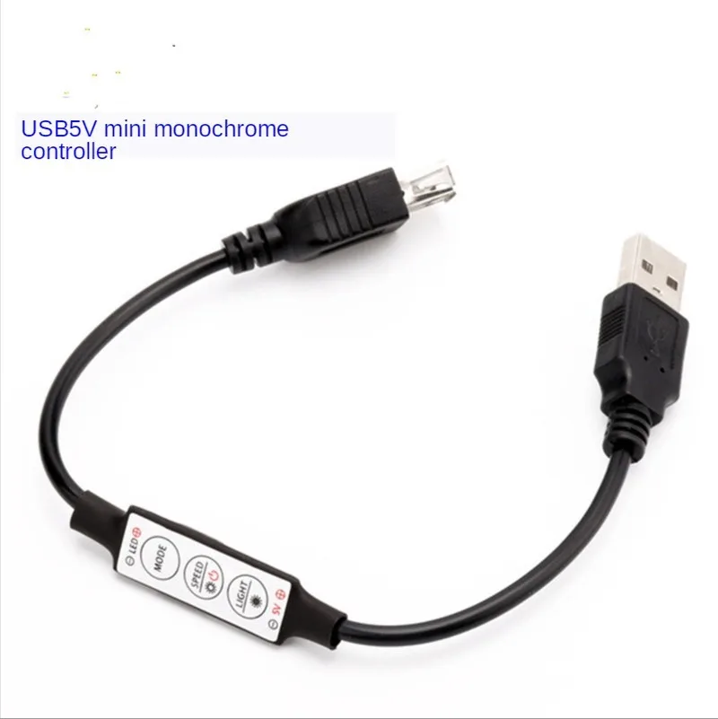 

Input and Output USB Connector 5V Mini Monochromatic Led Light with 3 Button Dimmer Strobe Controller