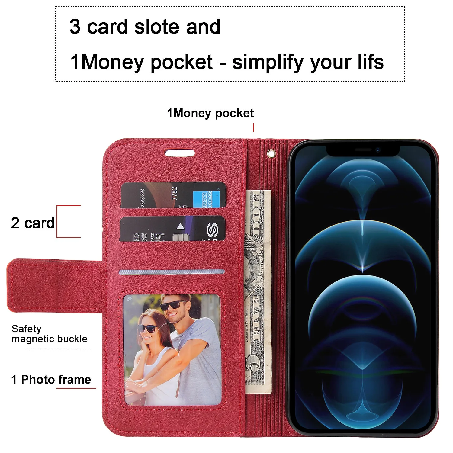 Luxury Leather Flip Case For iPhone 14 13 12 Mini 11 Pro Max XR X XS 6 6S 7 8 Plus SE 2020 Magnetic Wallet Holder Stand Cover