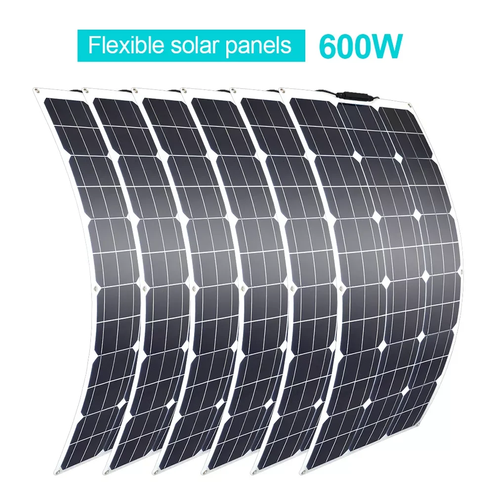 

2023NEW Flexible Solar Panel 100w 200w 300w 400w 500w 600w 1000w for RV Boat Car Home 12V 24V Battery Charger