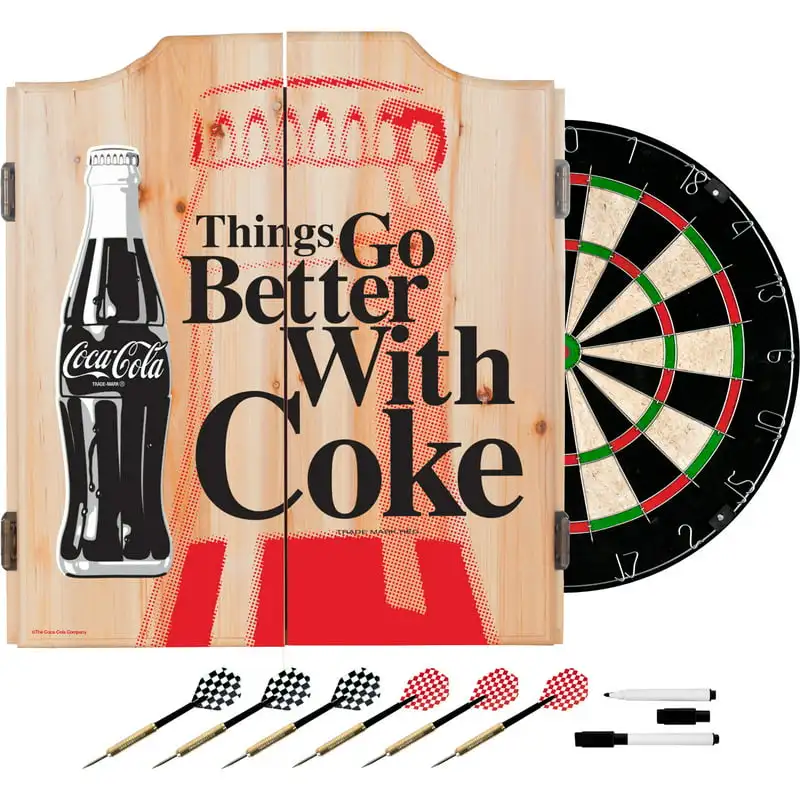 

Cabinet Set with Darts and - Things Go Better with Coke Bottle Art