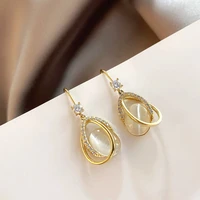 fashion gold ladies drop earrings elegant opal rhinestone earrings delicate hook pendants crochet earrings jewelry 2022
