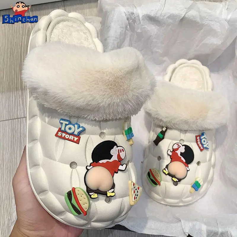

Хлопковые тапочки Crayon Shin-Chan, моющаяся девушка, кавайная самодельная осень и зима, Новая Домашняя теплая плюшевая хлопковая обувь на толстой подошве