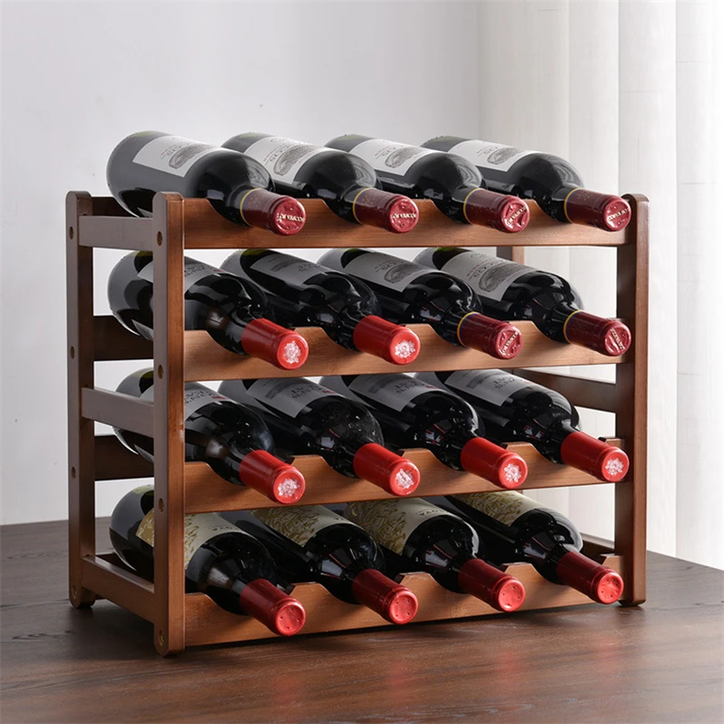 

Vintage Wooden Wine Rack Cabinet Holder Shelf Free Standing Holders Barware Storage Home Kitchen Storage Bar Tools Wine Display