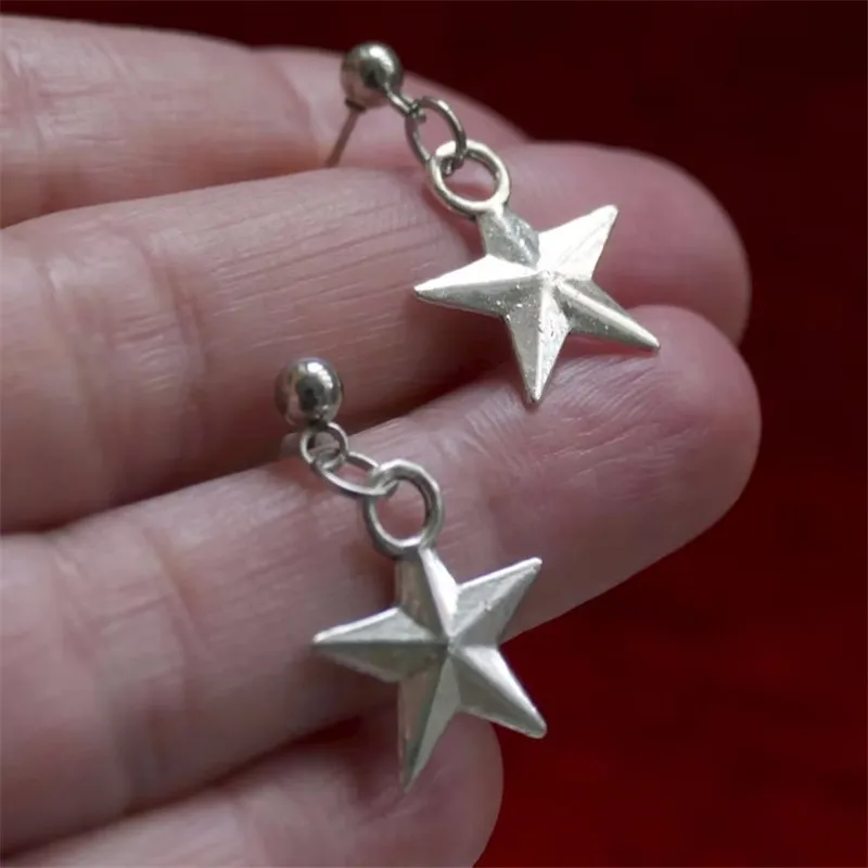 

Star Charm Dangle Earrings, Silver Tone Stainless Steel Ball Stud Earrings