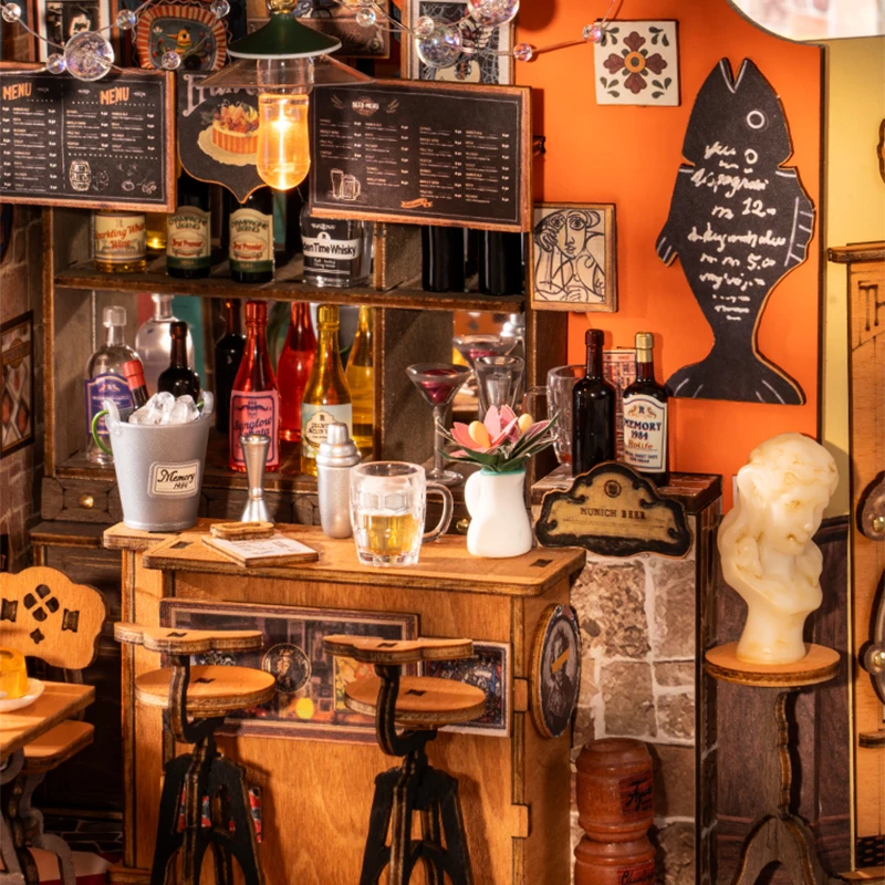 Фото Набор для создания миниатюрного кукольного домика Rolife Cheers Bar Dining DIY — хобби и рукоделие, удивительный подарок для женщин и детей, коллекционные праздничные подарки. №4