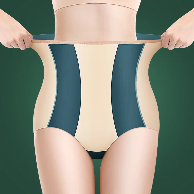 

High Waist Flat Belly Panties Seamless Women's Panties Ice Silk Breathable Shaping Underwear Comfortable Briefs Summer