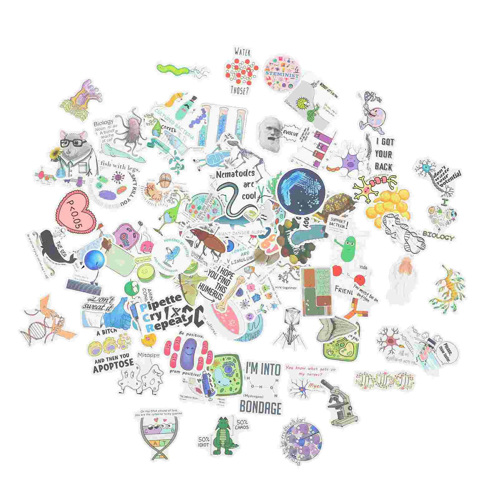 

100 Pcs Science Printing Stickers Suitcase Decorations Classroom Cartoon Laptop Retro Equipment Scrapbook Notepad