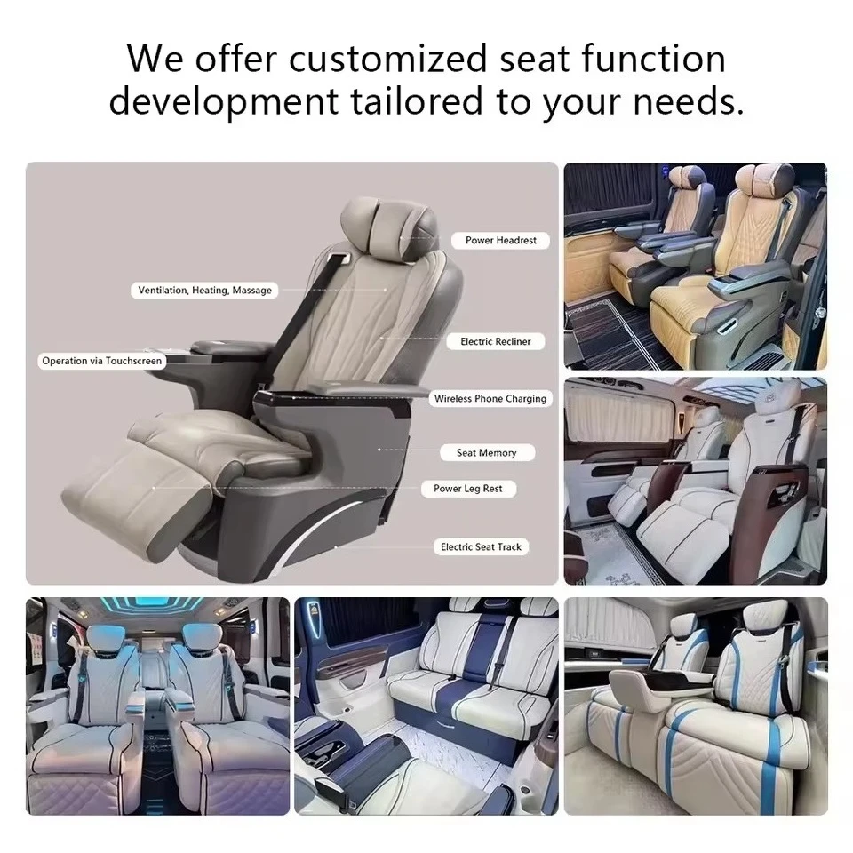 Фото Комплект для переоборудования Dingkong Sprinter VIP: Роскошные оранжевые кожаные капитанские сиденья, потолок Starlight, портативный полный комплект для переоборудования №4