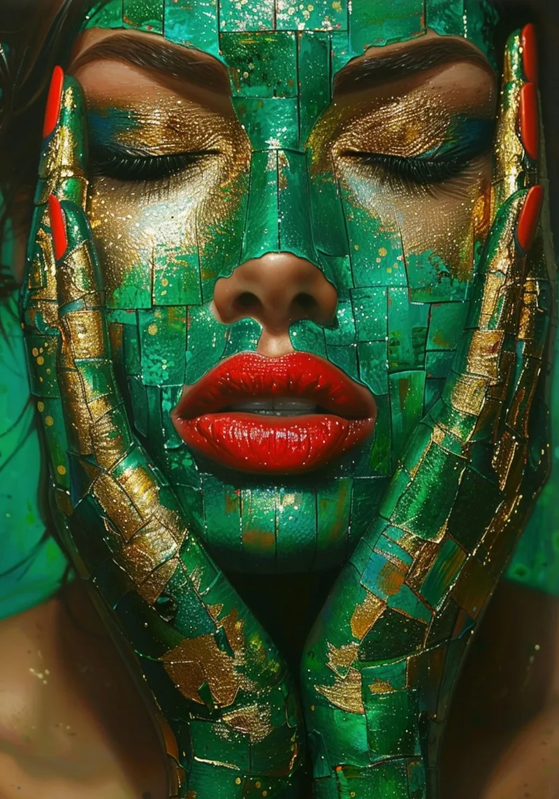 Абстрактный женский портрет печать на холсте