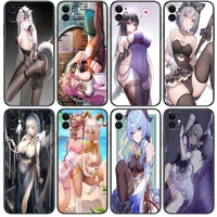 hd sexy anime girl black phone case hull for iphone 13 8 7 6 6s plus x se 2020 xr 12 11 pro xs max