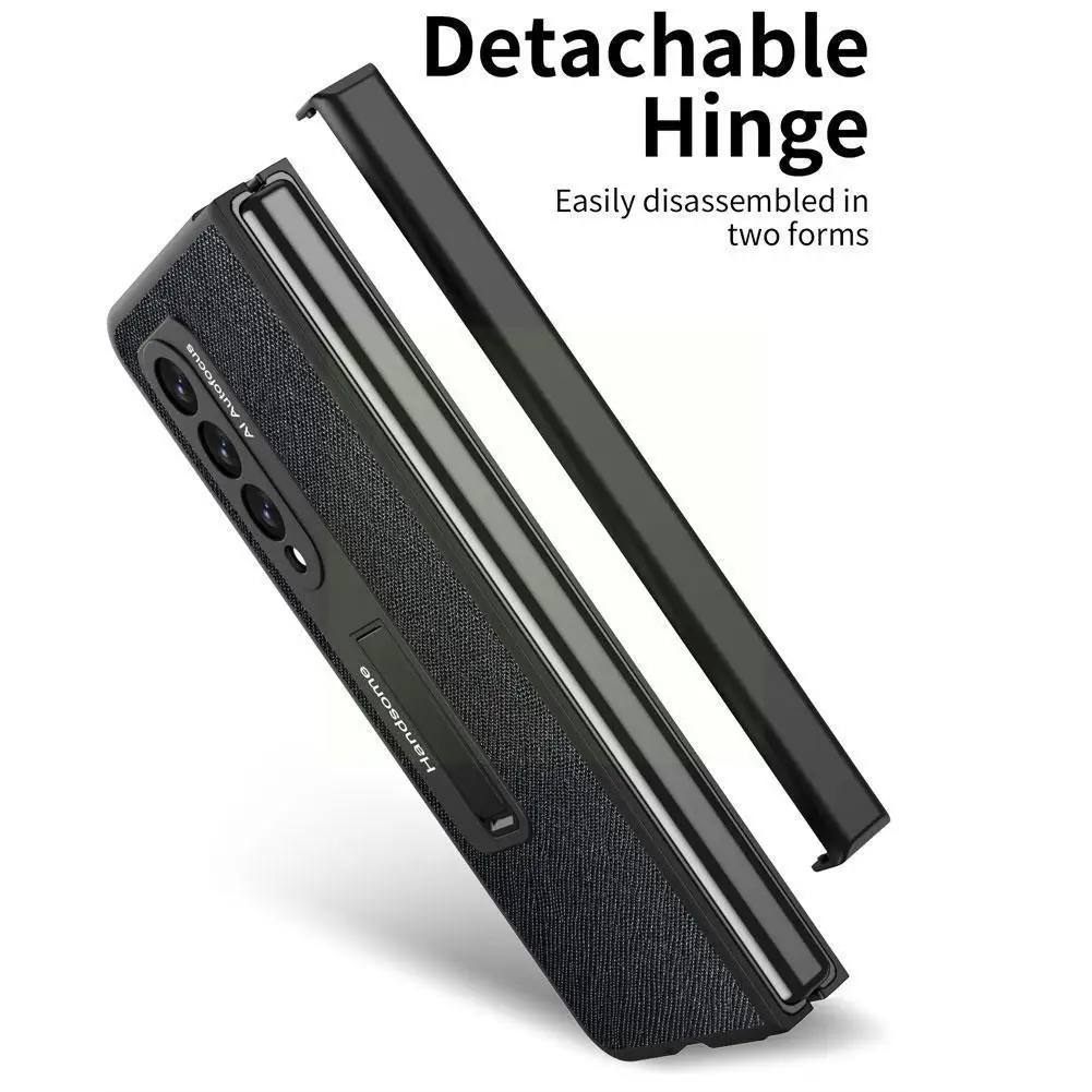 

All-inclusive Protective Case PU Leather Phone Cover With Holder For Samsung Galaxy Z Fold 3 Z0E1