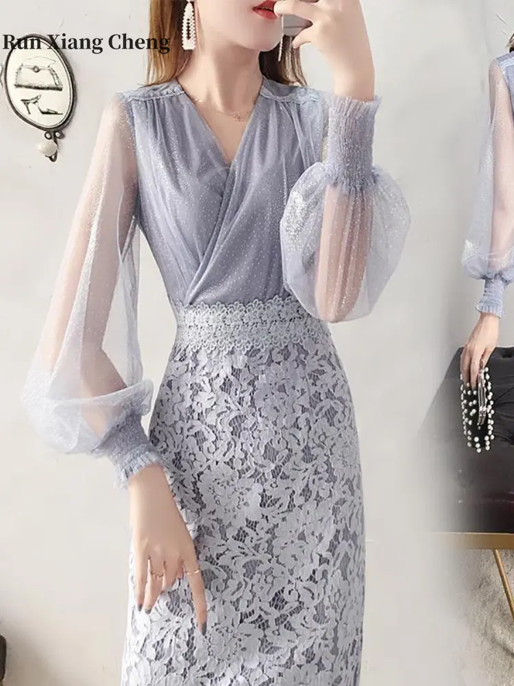 

Women's Clothing Lace Dress 2022 Autumn New Free Shipping Gauze Slim Outside Sexy Skirt High Street Casual Style Women's Skirt