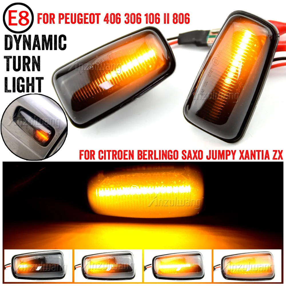 

LEEPEE For Peugeot 306 106 406 806 Expert Partner A Pair Signal Lamp LED Car Dynamic Side Marker Turn Signal Light Blinker Light