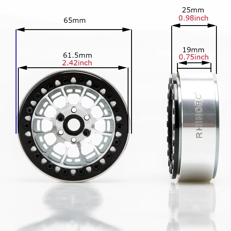 Rhino MOZA 2 2-дюймовый 25 мм узкий обод ZERO OffSet 4 шт. для 1/10 RC Crawler SCX10 Pro TRX4 Shafty Bully MOA