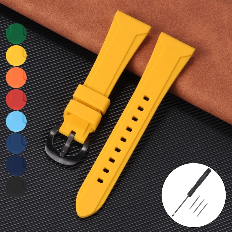 

22mm 24mm 26mm Universal Watchband Wristband Silicone Strap Steel Black Buckle Sport Watch Bracelet Rubber Belt