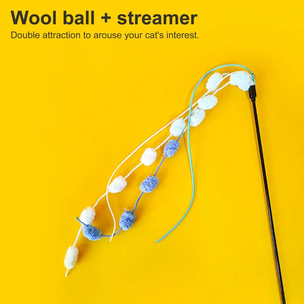 

Cat Teaser Rod Bending Resistance Flexible Rod Cat Exercise Teaser Stick Colored Yarn Ball Cat Teaser Stick Pet Accessories