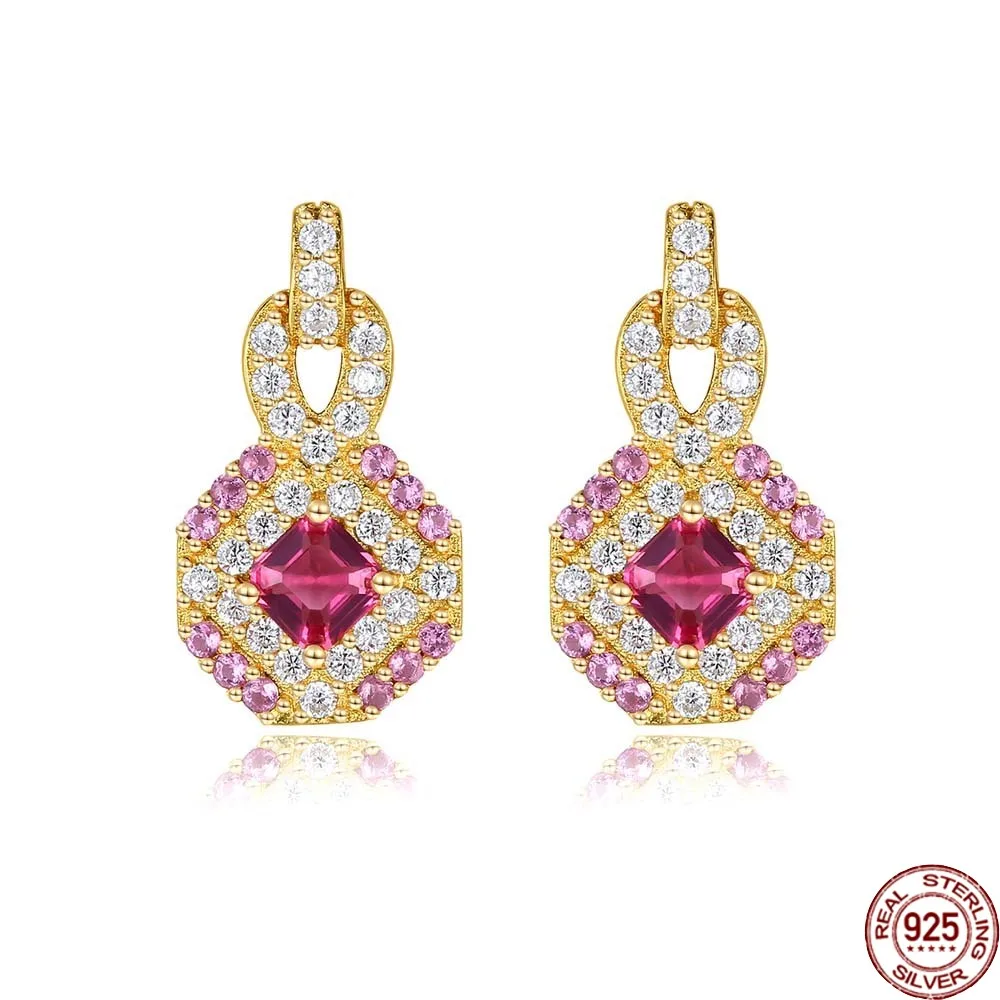 

BABIQU Luxury Topaz Gemstone Stud Earrings for Women Fine Jewelry 925 Sterling Silver Cz Wedding Pendientes Fashion Bijoux Gifts