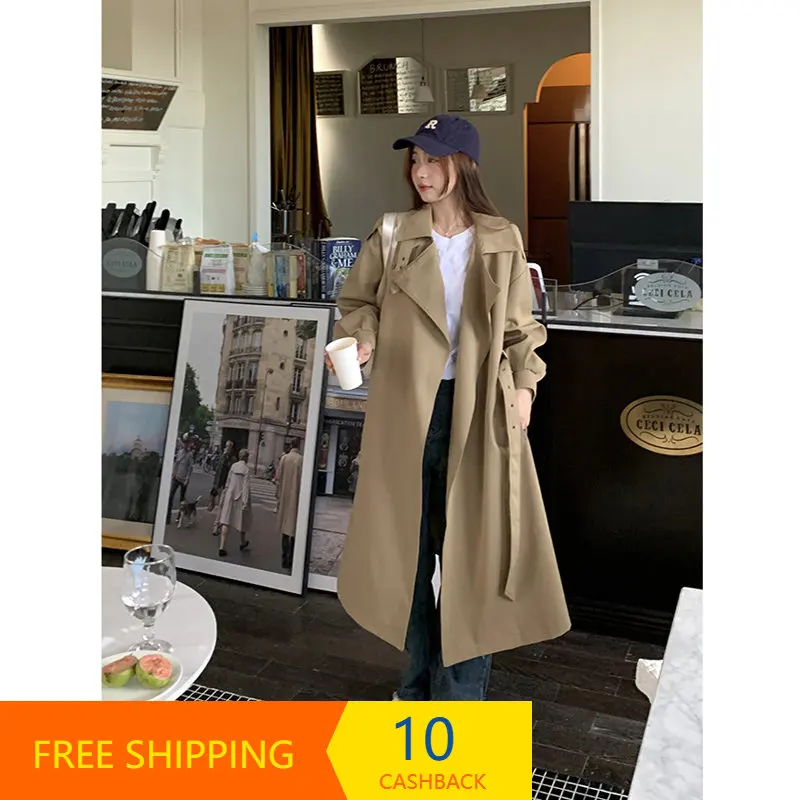 High-end sense coat autumn and winter 2023 new explosive loose temperament mid-length popular trench coat women's clothing