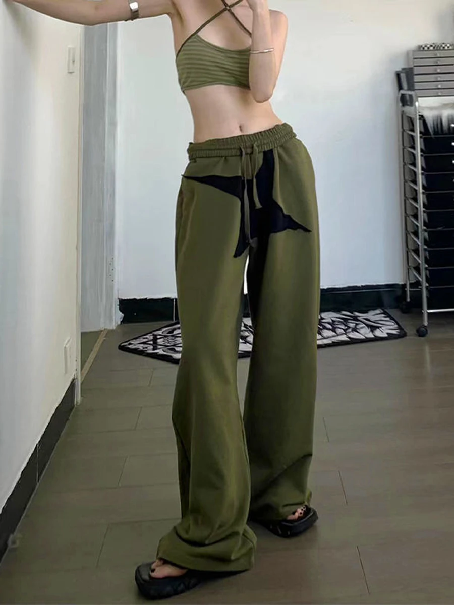 

Women Y2K Star Print Low Waist Baggy Cargo Pants Straight Wide Leg Loose Jogger Trousers Hip Hop Casual Sweatpants Streetwear(