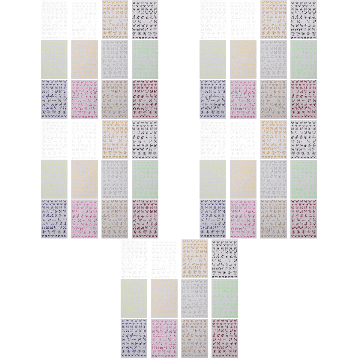 

60 Sheets Nail Art Stickers Self-adhesive Butterflies Nail Stickers Nail Decals