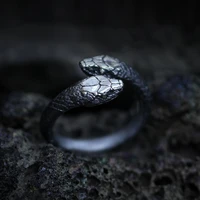 new hot selling retro double headed snake ring for men and women with personality snake ring