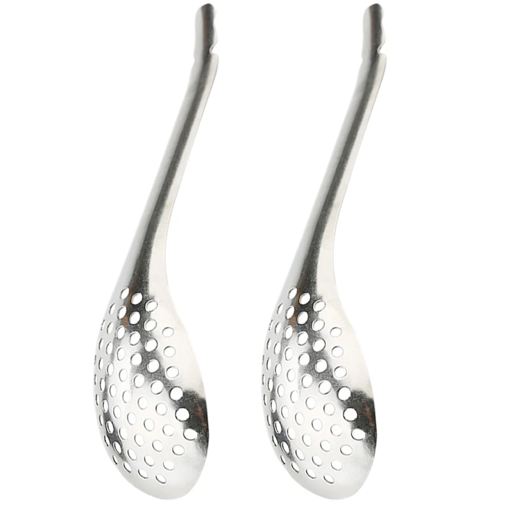 

2 Pcs Caviar Colander Noodle Strainer Catering Spoons Hot Pot Small Slotted Serving Spoon Stainless Steel Skimmer Scoop
