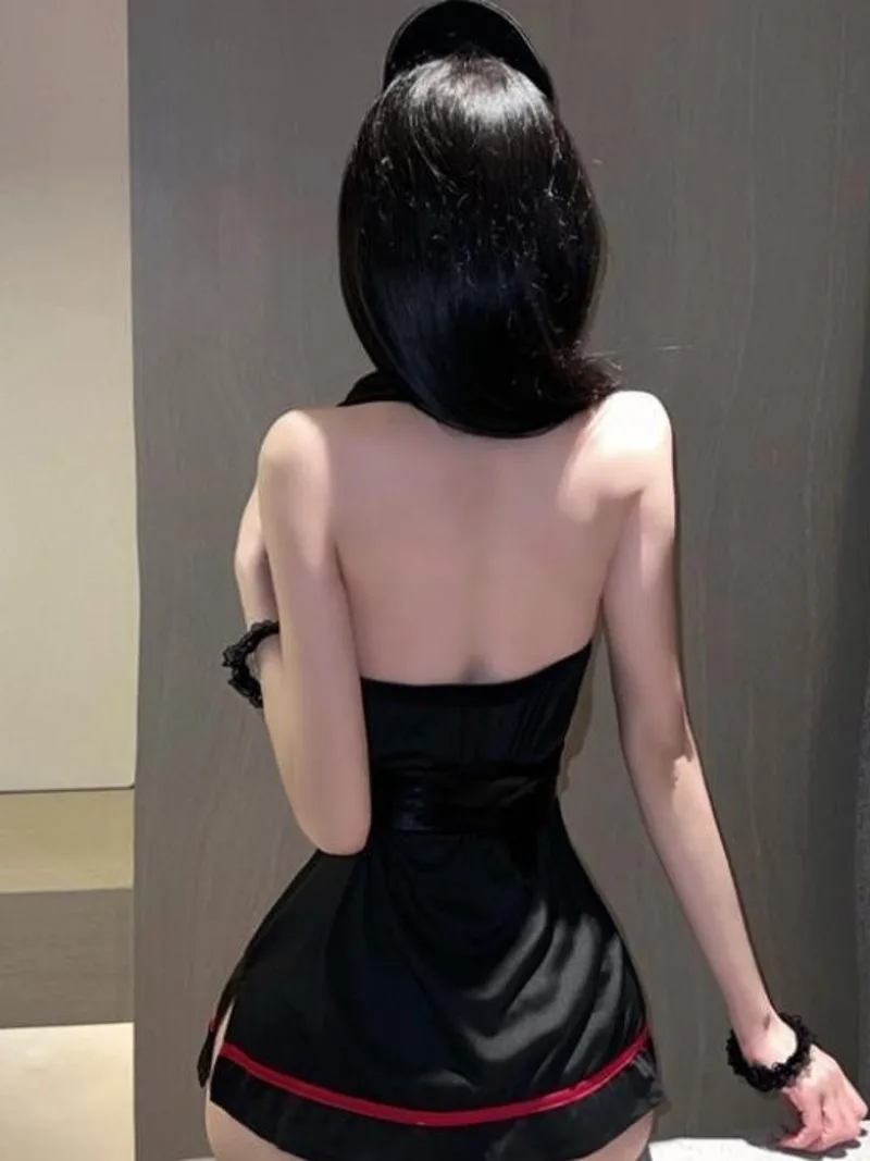 Милая маленькая Медсестра сексуальный костюм нижнее белье Черно-белый косплей