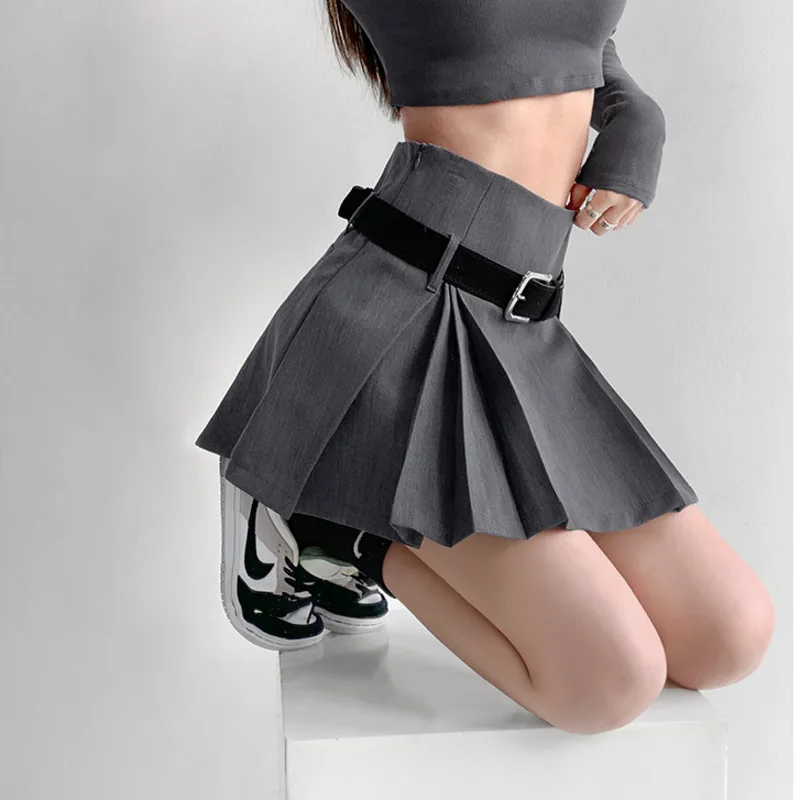 

TVVOVVIN студенческий стиль трапециевидная тонкая плиссированная юбка для женщин весна-лето острые девушки тонкая юбка с высокой талией с пояс...