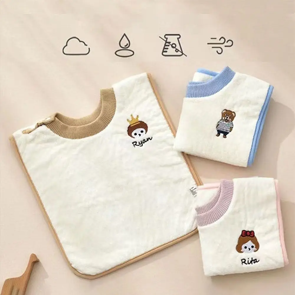 

Coral Velvet Drool Towel for Babies New Embroidered Multifunctional Non-wet Clothes Mouth Wipes Wash Bib Spit Milk Bib
