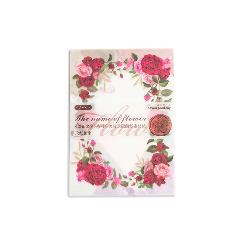 

40 packs wholesale Material paper flowers plants roses colorful literary beautiful background collage memo pad 8 types