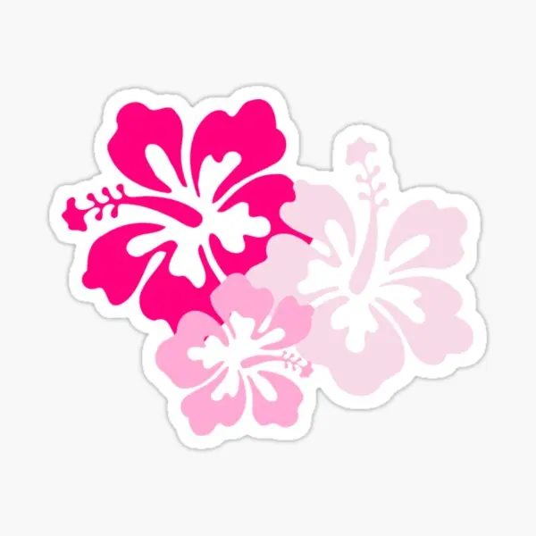 Hibiscus Flowers Coconut Girl  5PCS Stickers for Living Room Window Funny Print Anime Bumper Stickers Cartoon Background Art