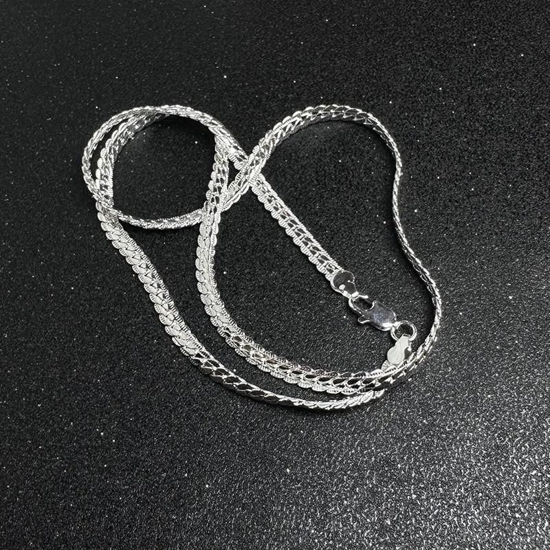 Ожерелье с боковой цепью для мужчин и женщин серебро 925 пробы 5 мм 20-60 см модные