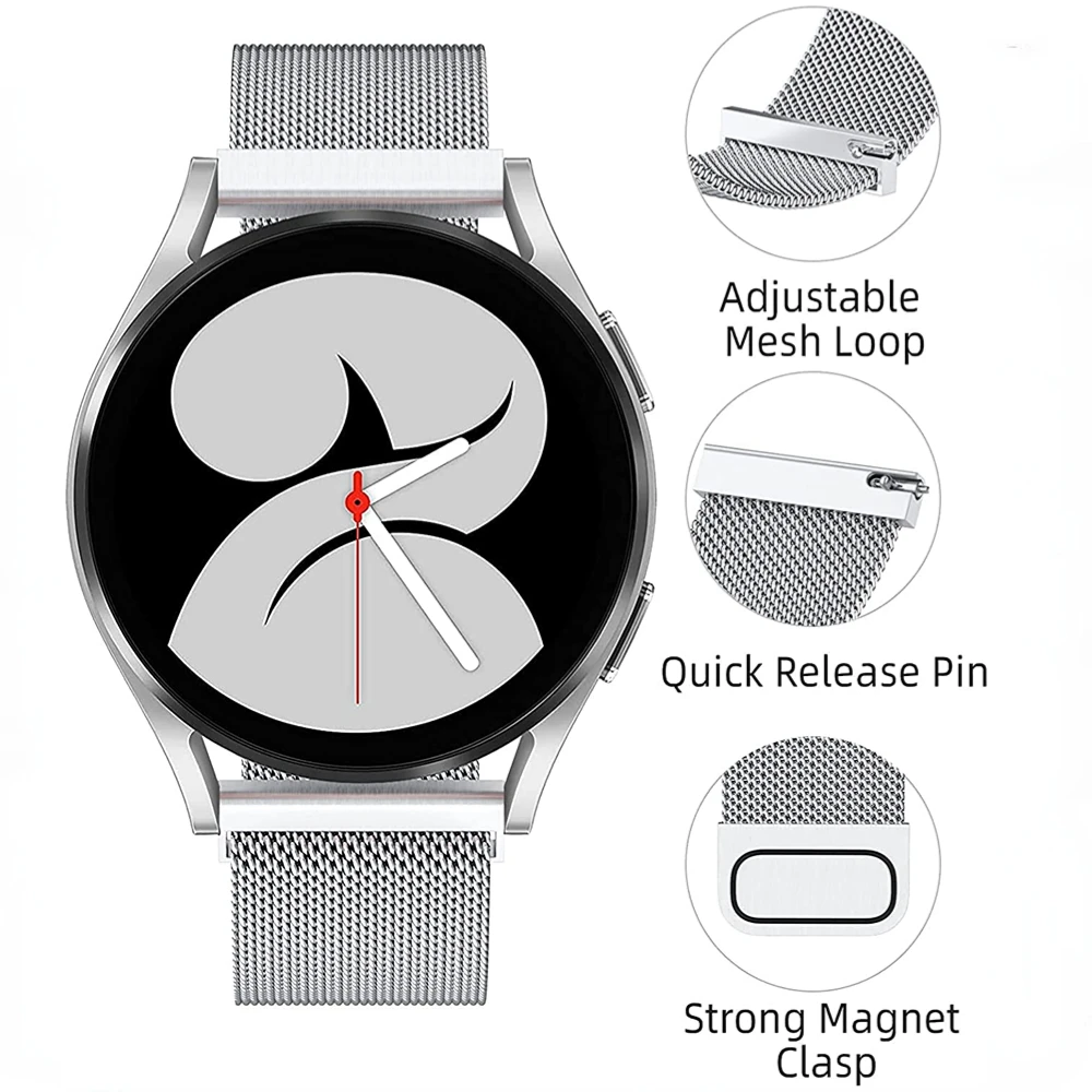 22mm 20mm Milanese Loop Band for Samsung Galaxy Watch 3/4/5/Active 2/Gear S3 Amazfit GTR/GTS Magnetic Wrist Strap Huawei 3/GT 2