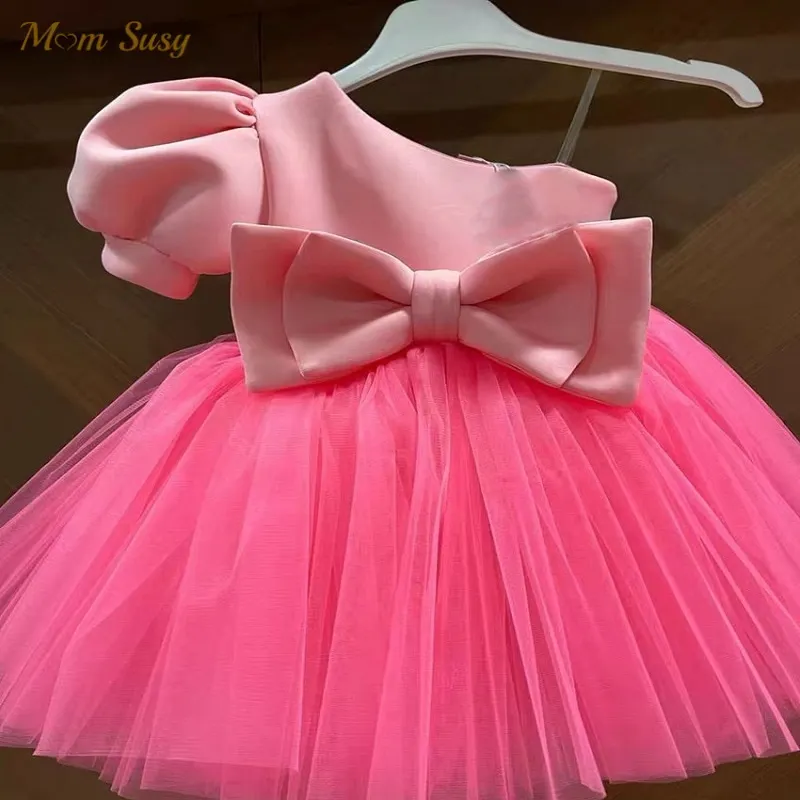 Fashion Baby Girl Princess Off Shoulder Bow Tutu Dress Infant Toddler Vestido Party Wedding Pageant Birthday Baby Clothes 1-10Y