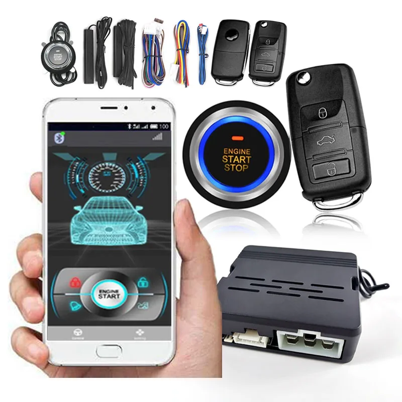 

One Button Start Stop Car Autostart Automation Keyless Entry System Automatic Central Locking Phone Remote Control Engine Start