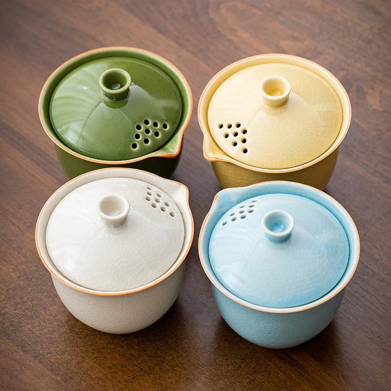 Китайский портативный чайный набор керамический 1 чайник 3 чашки банка дорожный