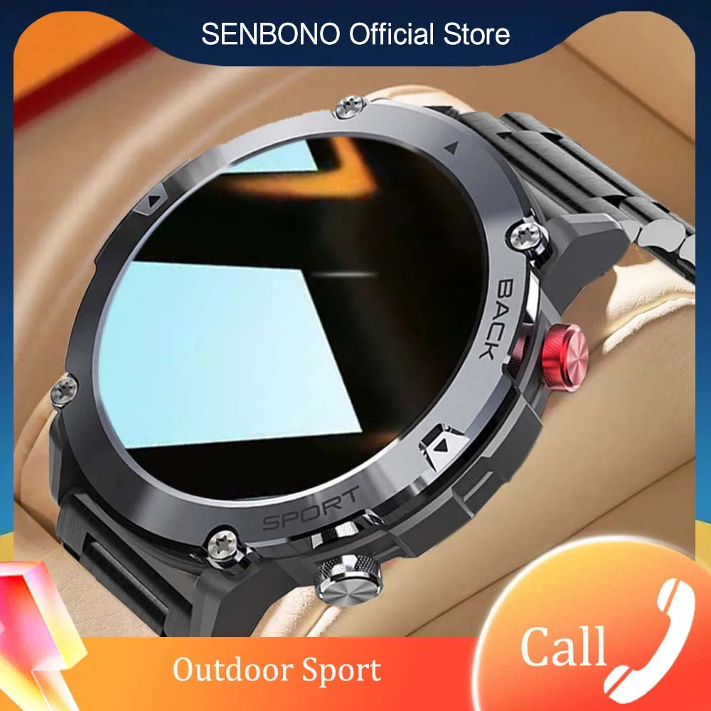 

SENBONO Men's Smart Watch Custom Dial Answer Call Outdoor Sport Fitness Tracker IP68 Waterproof Smartwatch Men for Xiaomi