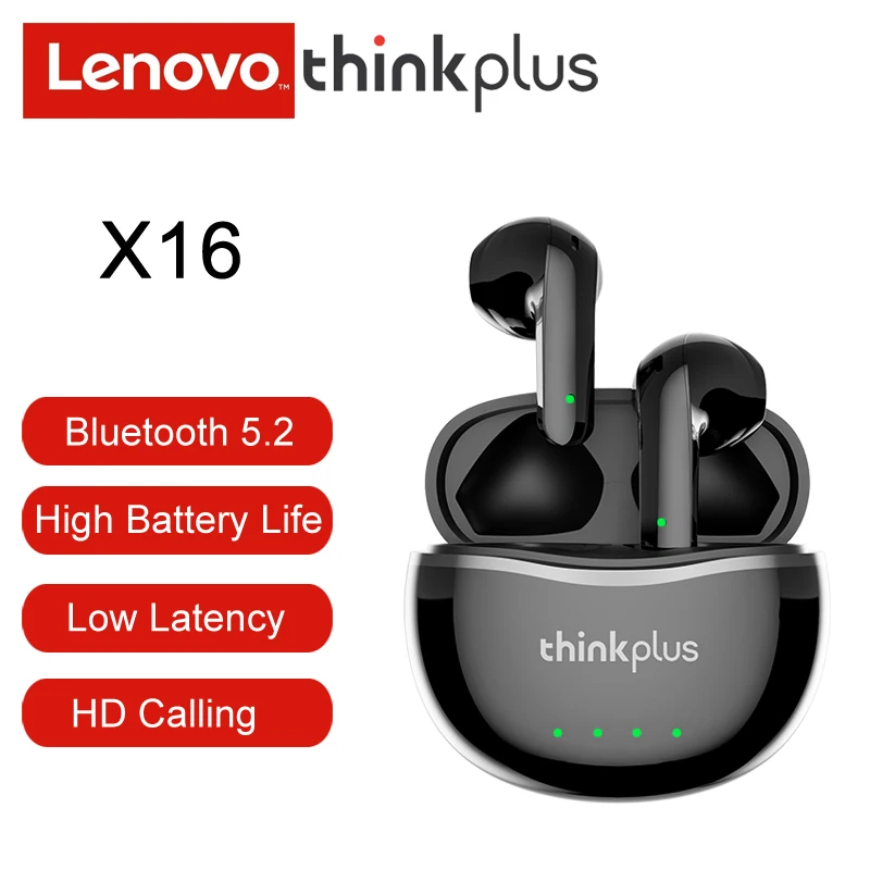 

Новые беспроводные наушники Lenovo X16, Bluetooth 5,2, наушники-вкладыши, стереонаушники с басами, мини-наушники 300 мАч, с длительным временем работы, С...