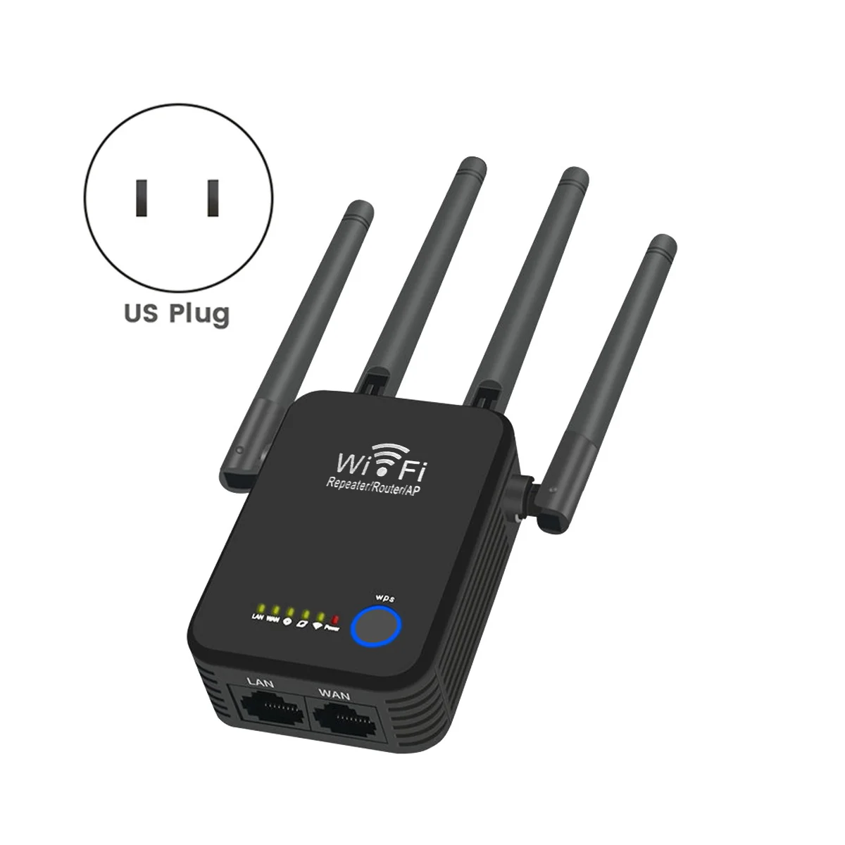 

Ретранслятор Wi-Fi 1200M, 2,4G, телефон-усилитель сигнала беспроводного Wi-Fi-роутера, 4 антенны, усилитель сигнала для дома (вилка стандарта США)