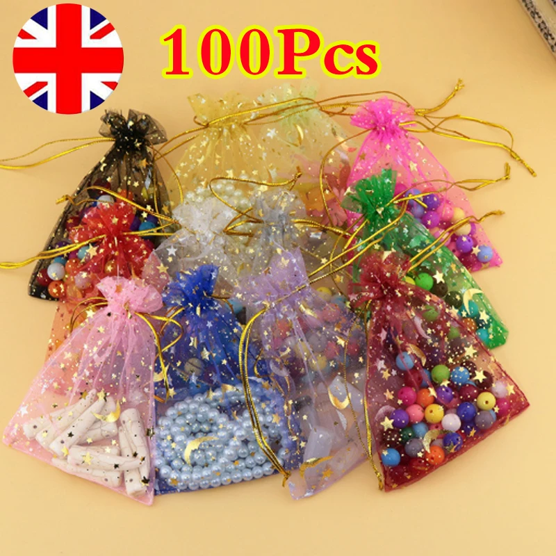 

Organza Bronzing Star Moon Beamed Yarn Bag Jewelry Packaging Bag Gift Drawstring Bag Wedding Candy Bag Party Birthday Gift