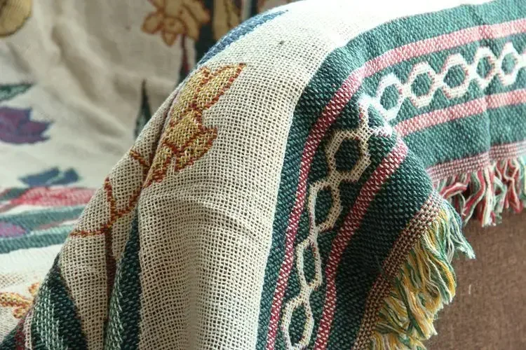 Вязаное чехол для дивана хлопковое одеяло на кровать домашний декор пледы