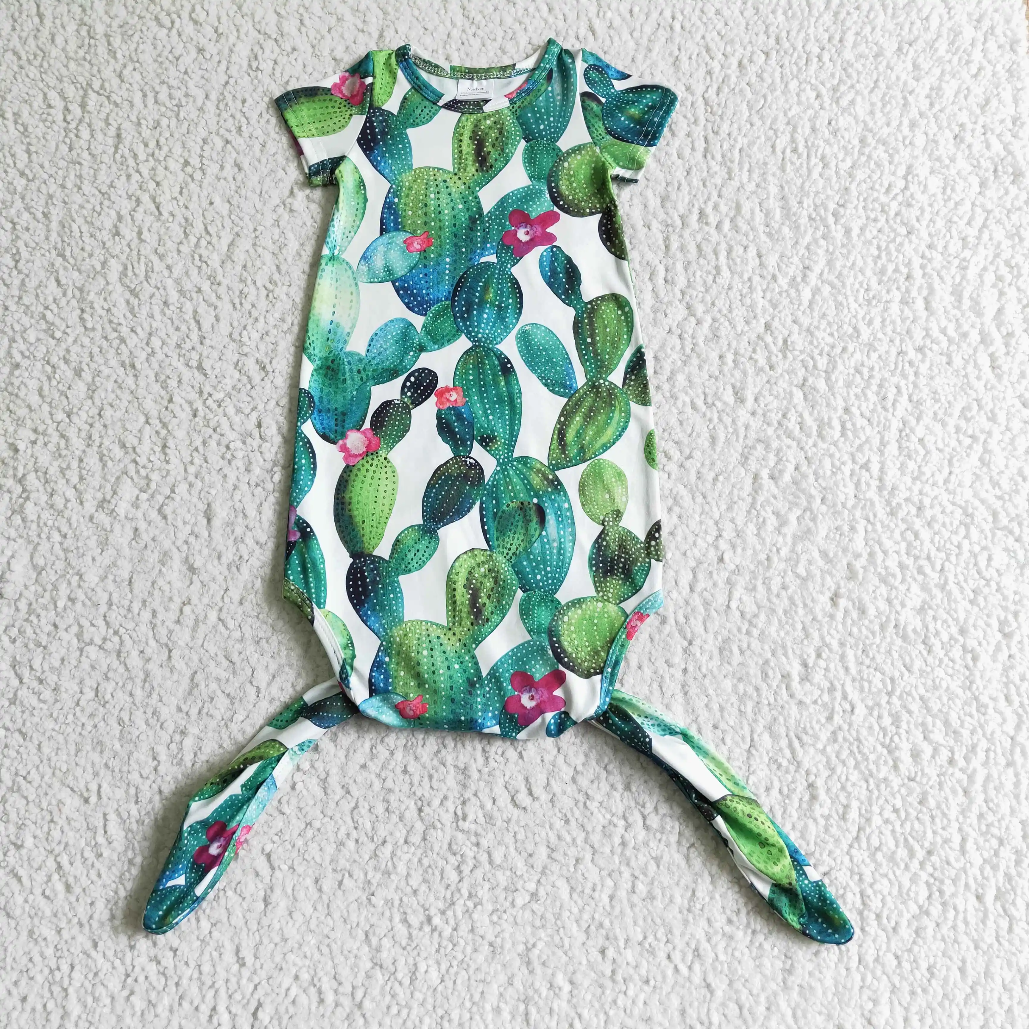 

Boutique baby clothing sets newborn clothes cactus print navy blue short sleeves new gown wholesale newborn baby clothes