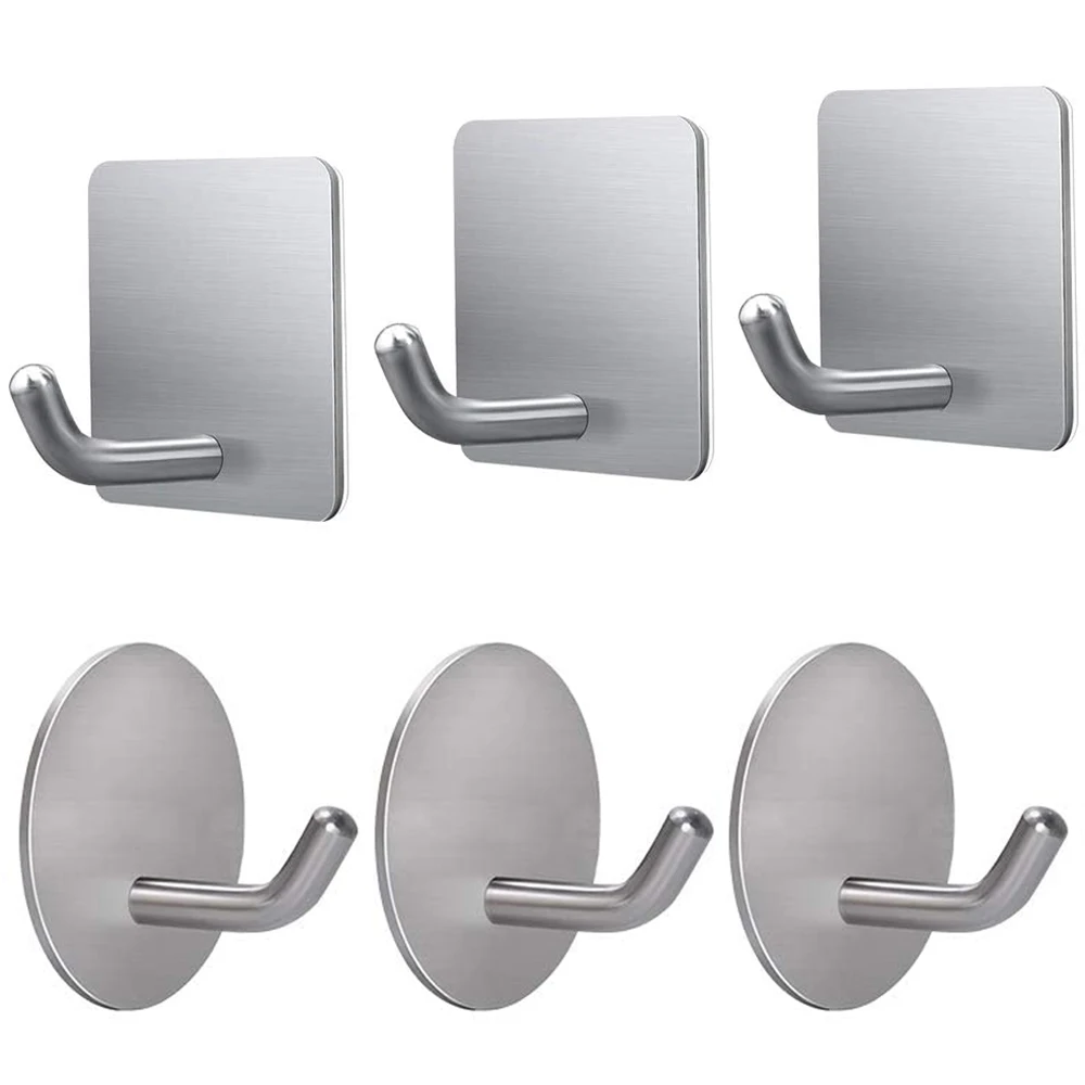 

Adhesive Hooks Heavy Duty Wall Hangers Waterproof Stainless Steel Stcik on for Hanging Kitchen Bathroom Home(Round)