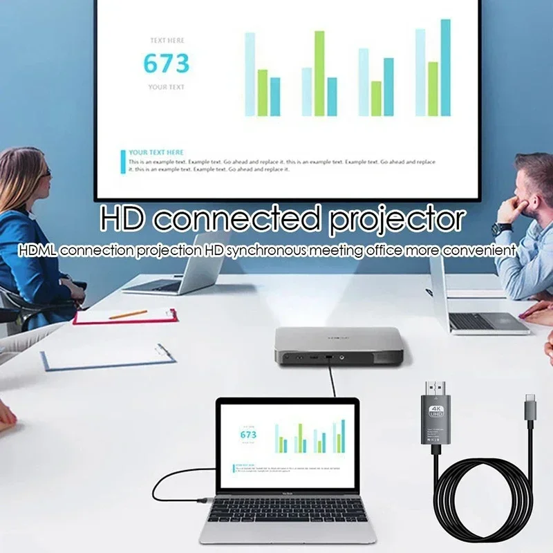 Кабель USB C к HDMI 2 м/6 6 фута 4K 30/60 Гц Тип HD ТВ-конвертер-адаптер для IPhone 15 MacBook Pro/Air IPad