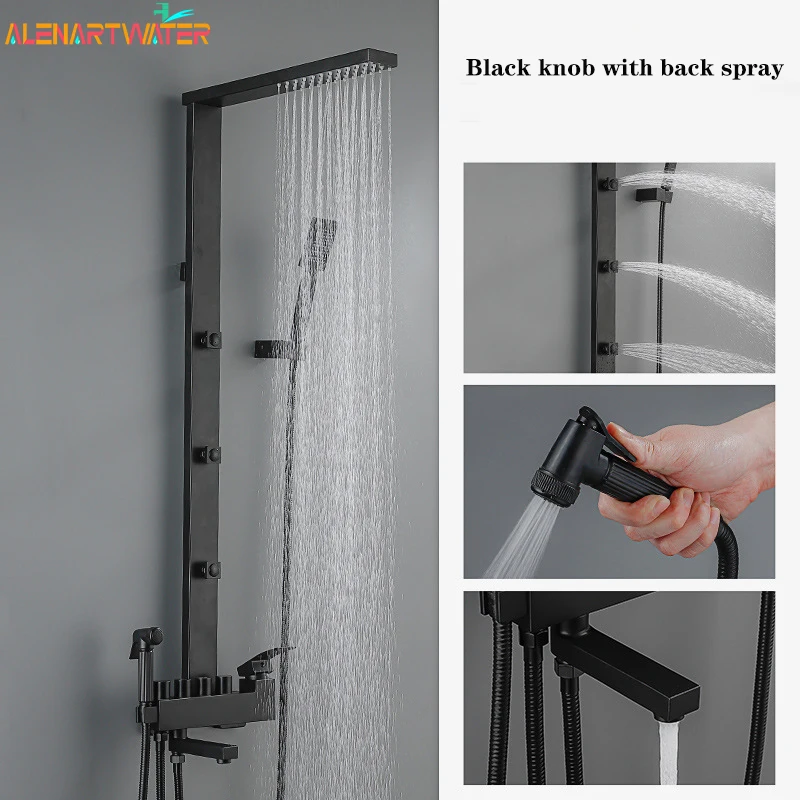 

Black Thermostatic Digital Display Shower Faucet Rain Shower Faucets Bidet Faucet Spout Faucet Bathroom Faucet Set Thermostatic