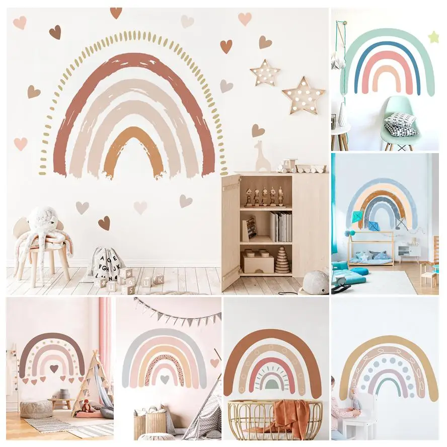 Яркие радужные настенные стикеры в скандинавском стиле для комнаты девочки ребенка принцессы спальни декоративные обои «сделай сам» Детская Наклейка подарок для детей