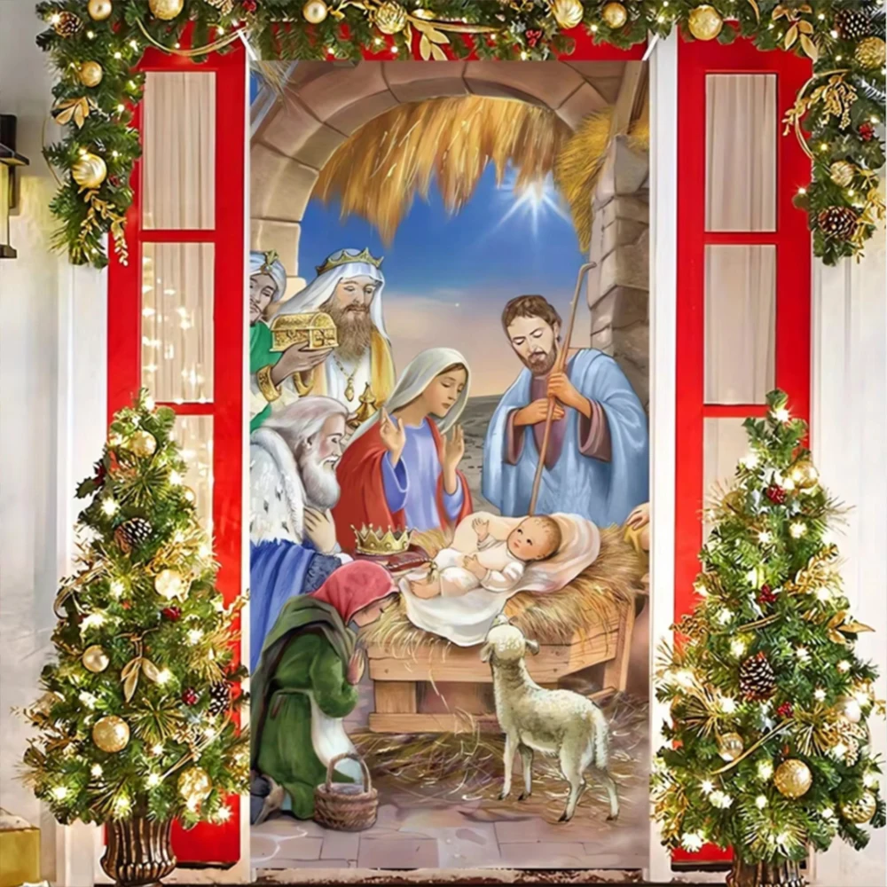 Христос Иисус ребенок рождения Святая семья Рождественская сцена дверная крышка